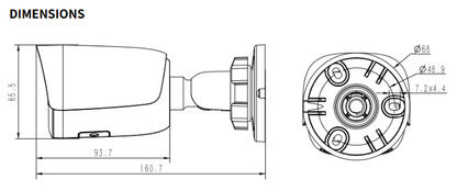TC-C34WS Spec:I5W/E/Y/2.8mm/V4.2 Tiandy Lite Color Maker Tri-Light Bullet 4MP Fixed 2.8mm IP67 POE