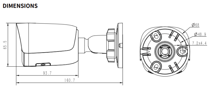 TC-C38WS Spec:I5/E/Y/M/4mm/V4.0 Tiandy Lite Lite Star Bullet 8MP Fixed 4mm IP67 POE Full metal housing