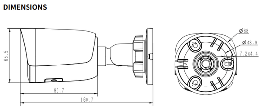 TC-C38WS Spec:I5/E/Y/M/4mm/V4.0 Tiandy Lite Lite Star Bullet 8MP Fixed 4mm IP67 POE Full metal housing