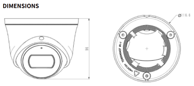 TC-C38XS Spec:I3/E/Y/M/2.8mm/V4.0 Tiandy Lite Lite Star Turret 8MP Fixed 2.8mm IP67 POE Full metal housing