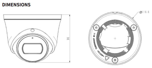 TC-C38XS Spec:I3/E/Y/M/2.8mm/V4.0 Tiandy Lite Lite Star Turret 8MP Fixed 2.8mm IP67 POE Full metal housing
