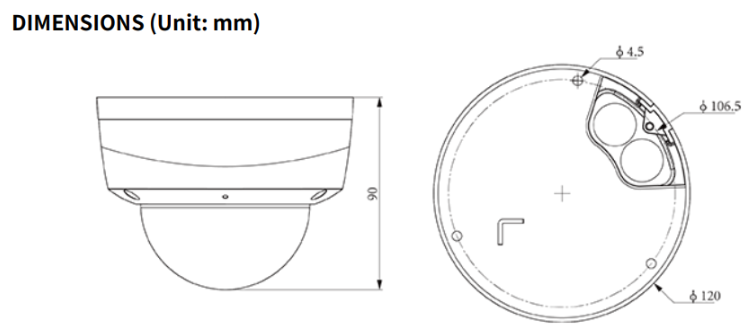 TC-C38KS Spec:I3/E/Y/2.8mm/V4.0 Tiandy Lite Lite Star Dome 8MP Fixed 2.8mm IP67, IK10, PoE, Metal+Plastic Housing