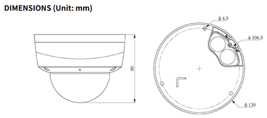 TC-C38KS Spec:I3/E/Y/2.8mm/V4.0 Tiandy Lite Lite Star Dome 8MP Fixed 2.8mm IP67, IK10, PoE, Metal+Plastic Housing