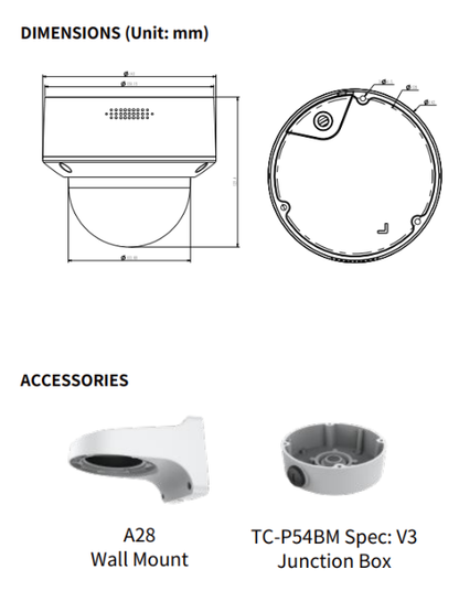 TC-C35MS I3/A/E/Y/M/C/H/2.7-13.5mm/V4.0 Tiandy Lite Lite Star-Full Dome 5MP Motorized 2.7-13.5mm IP66 Tiandy Lite Lite Star-Full Dome 5MP