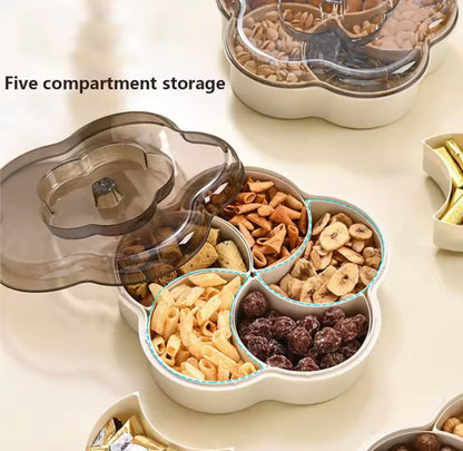 Five Compartments Divided Serving Tray With Lid