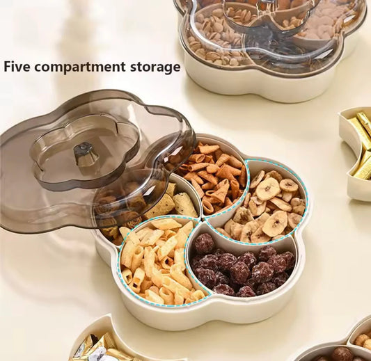 Five Compartments Divided Serving Tray With Lid