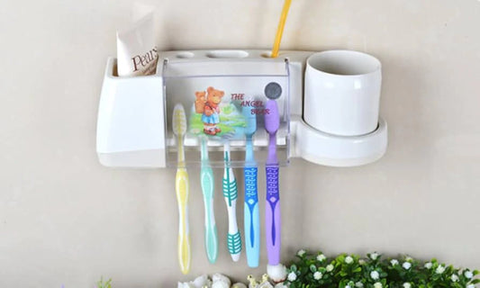 5 Slot Toothbrush Holder Storage Box Multifunctional Bathroom Organizer for Toothbrushes  Toothpaste