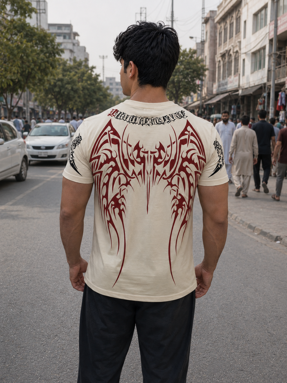 CLEARANCE SALE-Off White Tee Shirt | Large Size Performance Training Tee | Fitness Workout Sports Top | Unique Design Athletic Wear