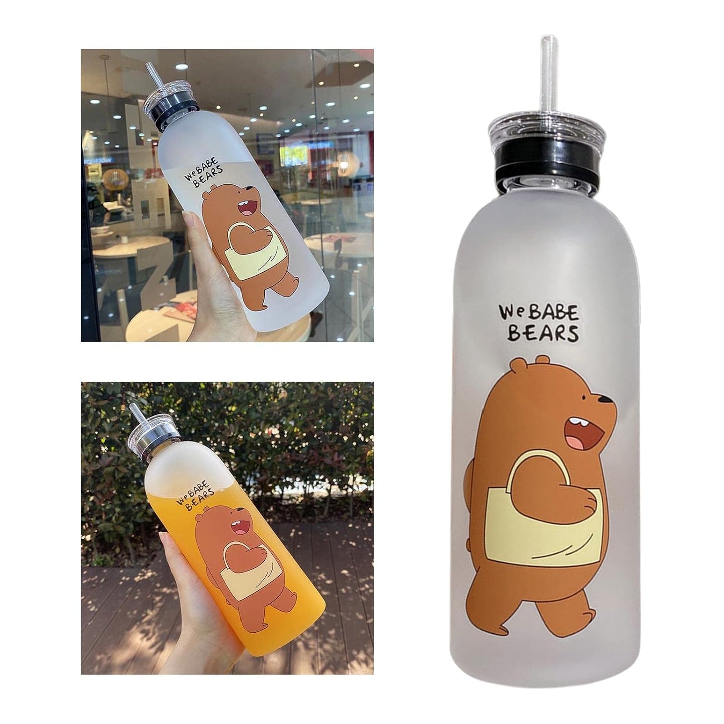Frosted Water Bottle with Leakproof Lid