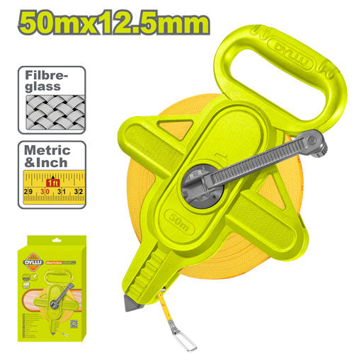 Dyllu 50m x 12.5mm Fiberglass Measuring Tape – Durable Long-Reach Measuring Tape