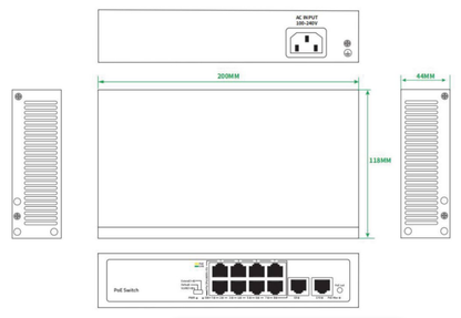 "TC-P3S010 Spec:2/E/HP 8 Port PoE Switch (New Arrival)"