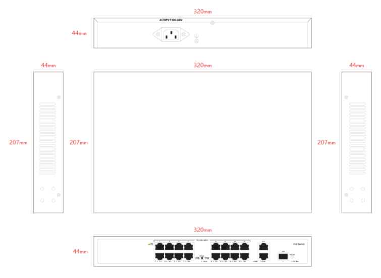 "TC-P3S019 Spec:2/M/HP 16 Port PoE Switch (New Arrival)"