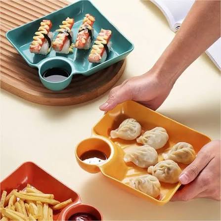 4-Piece Plastic Snack and Dumpling Plates