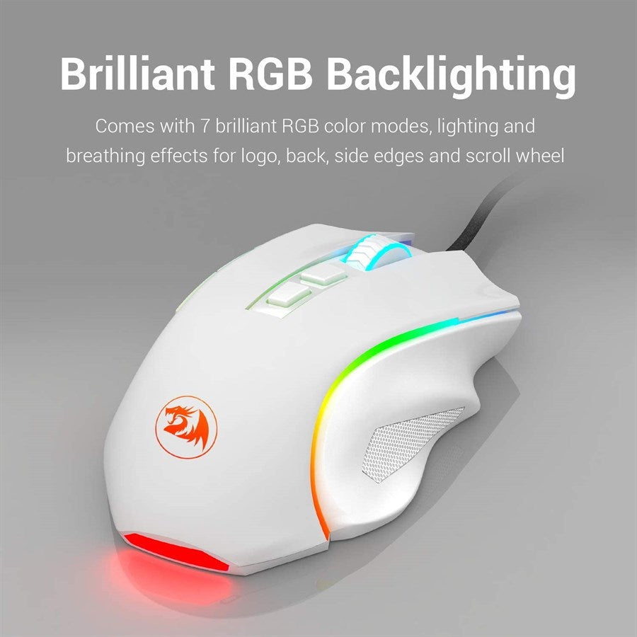Redragon M607W Griffin 7200 DPI RGB Gaming Mouse White