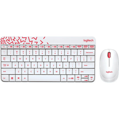 Logitech MK240 NANO Wireless Keyboard and Mouse Combo White/Vivid Red