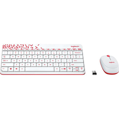 Logitech MK240 NANO Wireless Keyboard and Mouse Combo White/Vivid Red