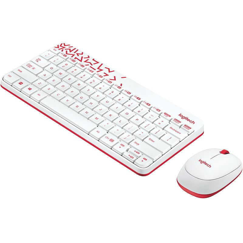 Logitech MK240 NANO Wireless Keyboard and Mouse Combo White/Vivid Red