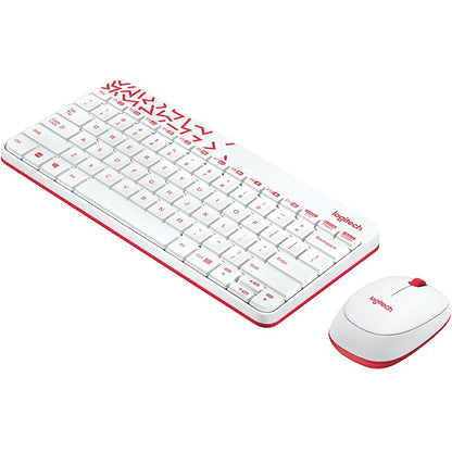 Logitech MK240 NANO Wireless Keyboard and Mouse Combo White/Vivid Red