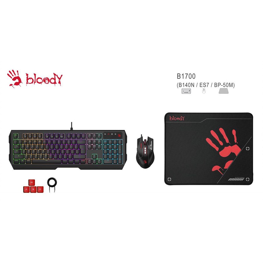 Bloody B1700 NEON Gaming Desktop Keyboard & Mouse Combo Black