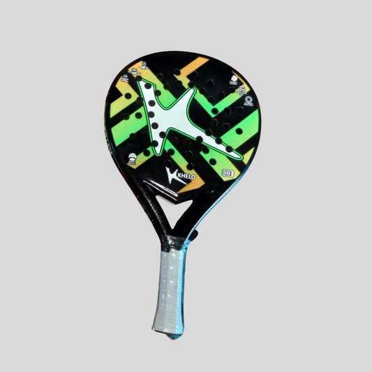 Khelo Phantom 3K Carbon Padel Racket (Green & Black)