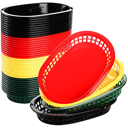 Plastic Serving Trays – Large Size (Set of Vibrant Colors)