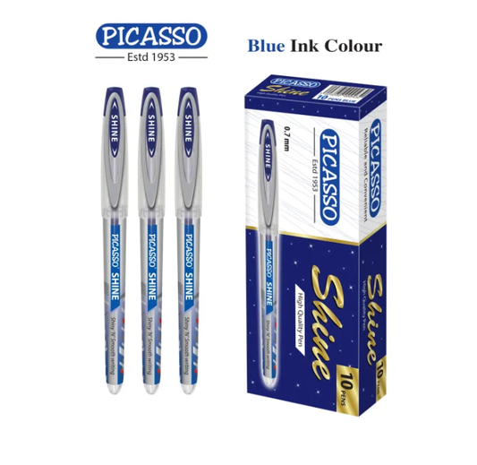 Picasso High Quality Shine Ball Pens – 10 Pcs Packet (Blue & Black)