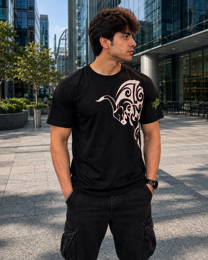 CLEARANCE SALE-Black Tee Shirt | Large Size Performance Training Tee | Fitness Workout Sports Top | Unique Design Athletic Wear