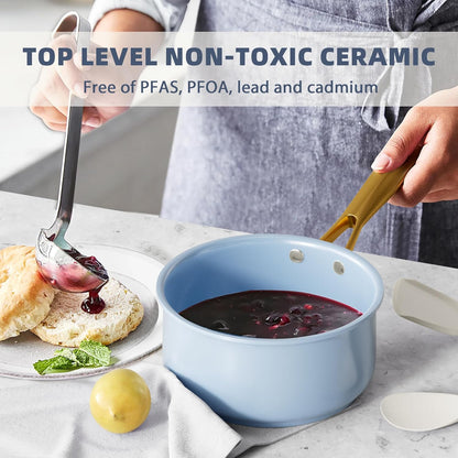 16-Piece VONIKI Ceramic Cookware Set Nonstick, Toxin-Free, Induction & Oven Safe