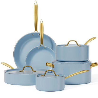 16-Piece VONIKI Ceramic Cookware Set Nonstick, Toxin-Free, Induction & Oven Safe