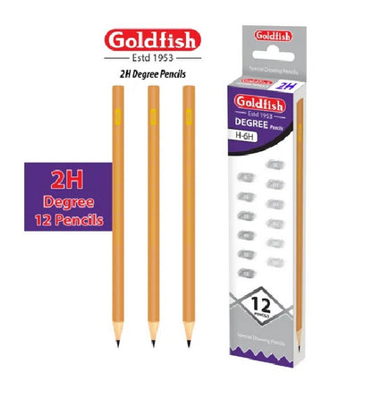 Goldfish Degree 12 Pencil in Cardboard - Available Degree (H - 2H - 3H - 4H - and B - 2B - 3B - 4B)