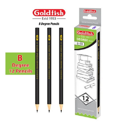 Goldfish Degree 12 Pencil in Cardboard - Available Degree (H - 2H - 3H - 4H - and B - 2B - 3B - 4B)