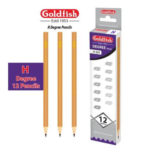 Goldfish Degree 12 Pencil in Cardboard - Available Degree (H - 2H - 3H - 4H - and B - 2B - 3B - 4B)