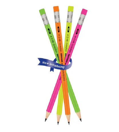 Goldfish Raushan 12 Pcs HB Fluorescent Body Pencils with Matching Eraser