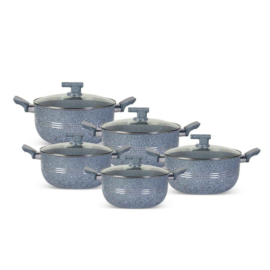 10 Pieces Non-Stick Marble Coated Innovant Casserole (Daigchi Baigona) Set