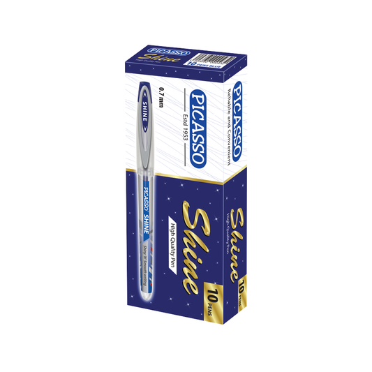 Picasso High Quality Shine Ball Pens – 10 Pcs Packet (Blue & Black)