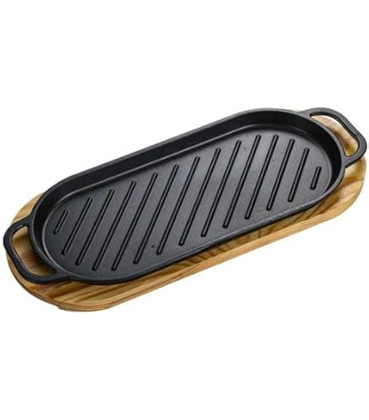Rectangle Sizzling Tray " Wooden Base