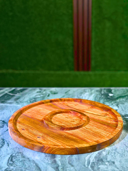 WOODSY 13-Inch Round Wooden Dry Fruit Serving Tray