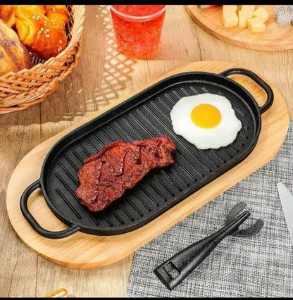 Rectangle Sizzling Tray " Wooden Base