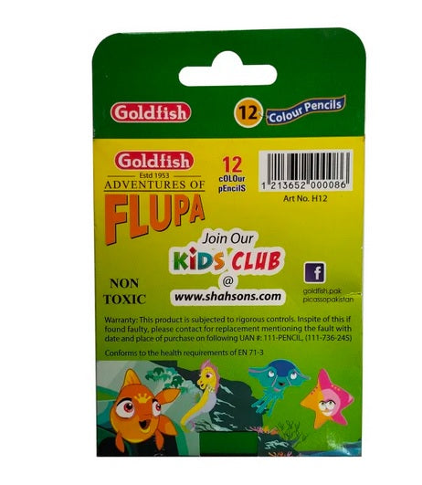 Goldfish Flupa 12 Colour Half Size Pencil Cardboard Packet (01 Pack)