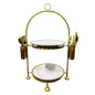 2 Tier Golden Plate Pastry Stand Elegant Display for Desserts & Snacks