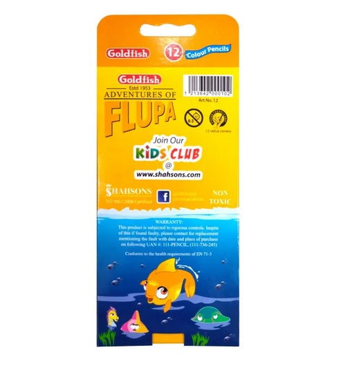Goldfish Flupa 12 Colour Full Size Pencils Cardboard Packet (01 Pack)