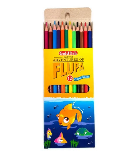 Goldfish Flupa 12 Colour Full Size Pencils Cardboard Packet (01 Pack)