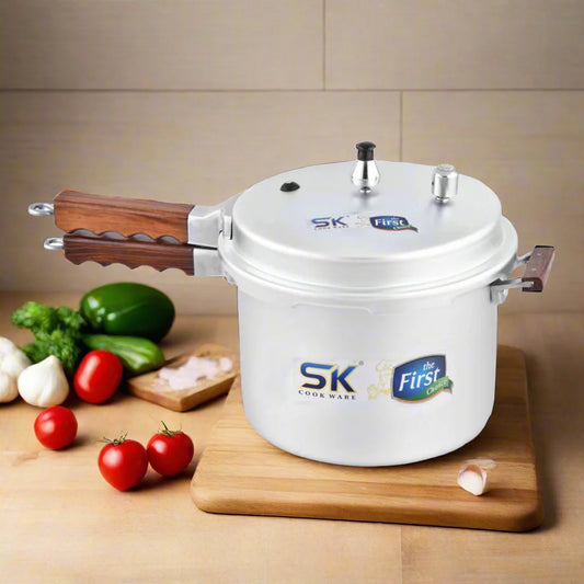 SK Cookware Rose Wood Pressure Cooker with Easy Grip Wooden Handles