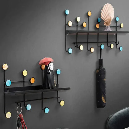 Nordic-Style Wall Shelf with 6 Hooks