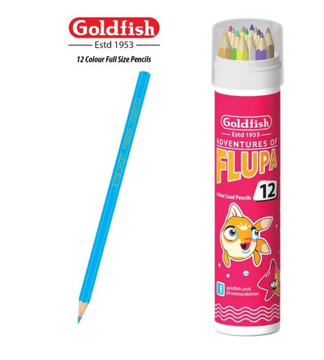 Goldfish Flupa 12 Colour Full Size Plastic Can Pencils (01 Pack)