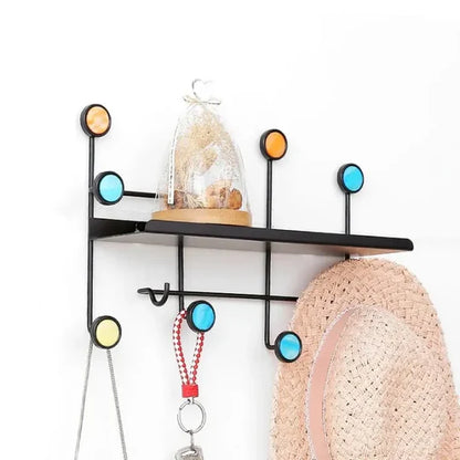 Nordic-Style Wall Shelf with 6 Hooks