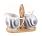 Ceramic Sugar & Creamer Set Stylish Zebra Stripe Coffee & Tea Serving Set