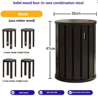 Purilite Select Solid Wood Round Stool | Stackable Dining Table Stool | Living Room Coffee Table Small Chair