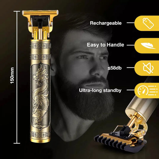 Purilite Select T9 Vintage Hair Trimmer for Men | USB Rechargeable Professional Grooming Machine | Cordless Beard Trimmer | Metal Body Hair Clipper | Precision Shaver