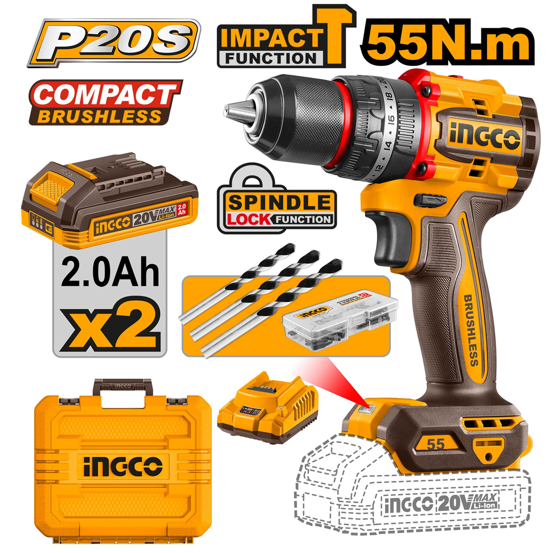 INGCO CIDLI20558 Compact Brushless Cordless Impact Drill